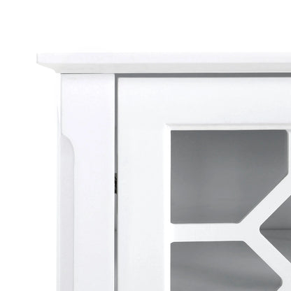 Sideboard Cabinet, Buffet Table, Double Glass Doors, 2 Shelves, White Bar Cabinets at Gallery Canada