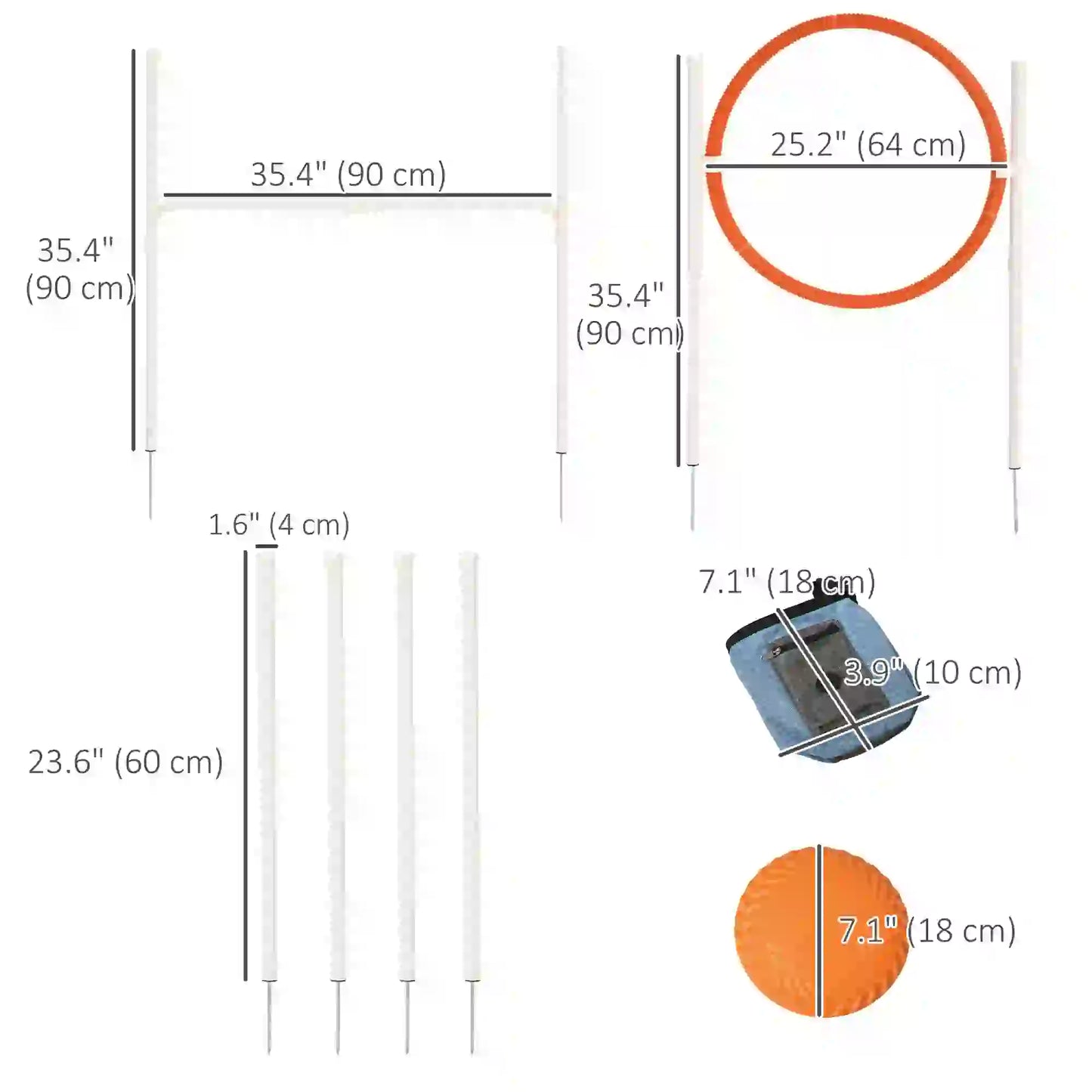 5 Pcs Dog Agility Training Set, Disc, Whistle, Weave Poles, Jump Poles, Food Bag, Carry Bag Dog Agility Training Equipment at Gallery Canada