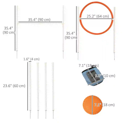 5 Pcs Dog Agility Training Set, Disc, Whistle, Weave Poles, Jump Poles, Food Bag, Carry Bag Dog Agility Training Equipment at Gallery Canada