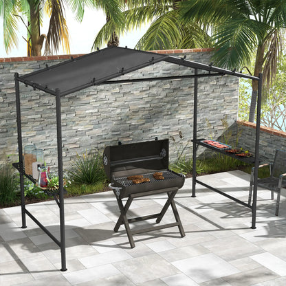9' x 5' BBQ Grill Gazebo Tent, Steel Frame With Serving Shelves, Dark Grey BBQ Grill Gazebos at Gallery Canada