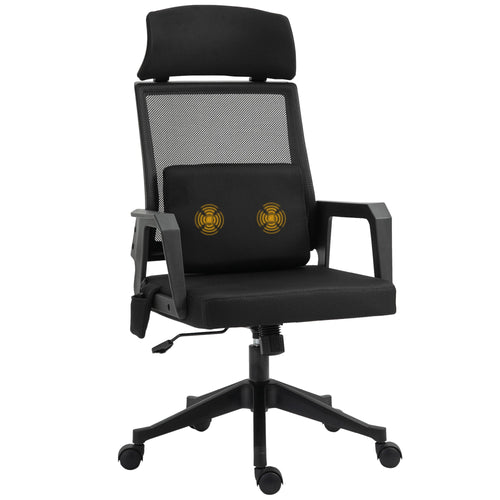 Office Chair High Back Mesh Desk Chair with 2-Point Vibration Massage Lumbar Support Pillow, Headrest, Ergonomic Swivel Back