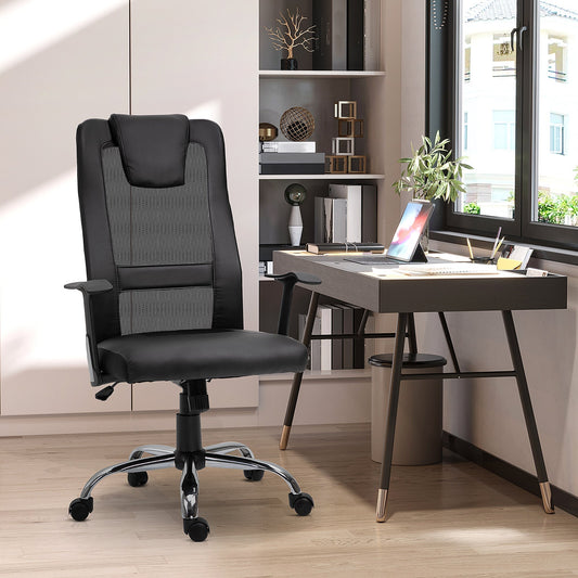 Office Chair High Back Mesh Ergonomic Computer Desk Seat Thick Padded Headrest with Armrest Office Black - Gallery Canada