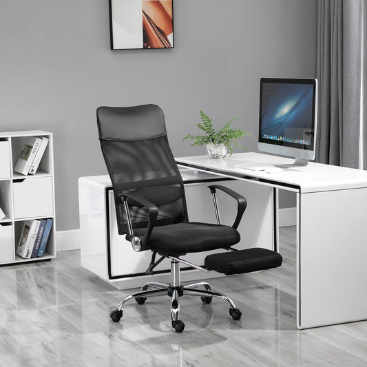 Office Chair High Back Mesh Executive Computer Desk Napping Seat, Height Adjustable, Swivel with Footrest and Lumbar Support - Gallery Canada