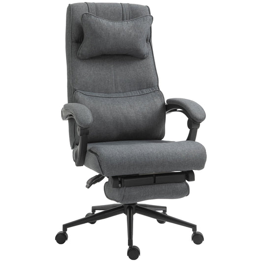 Office Recliner Chair Executive High Back Office Chair with Footrest, Grey at Gallery Canada