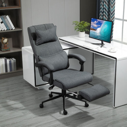 Office Recliner Chair Executive High Back Office Chair with Footrest, Grey