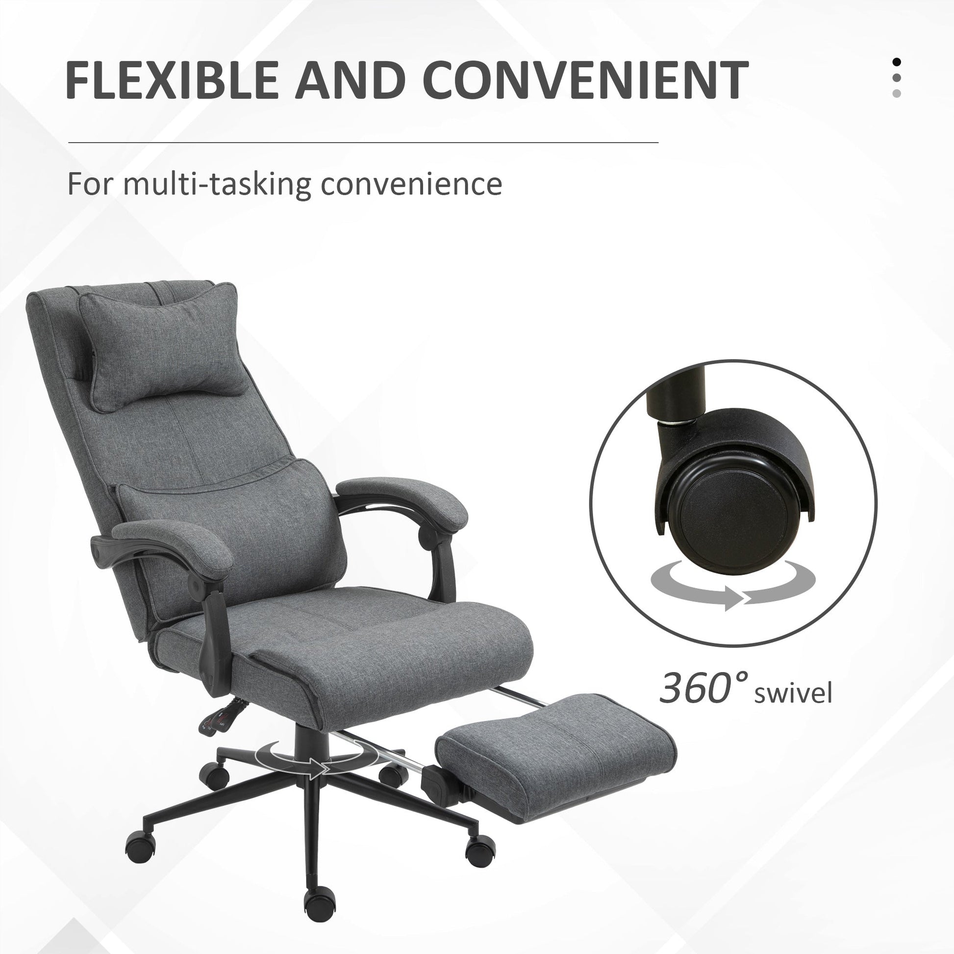 Office Recliner Chair Executive High Back Office Chair with Footrest, Grey - Gallery Canada