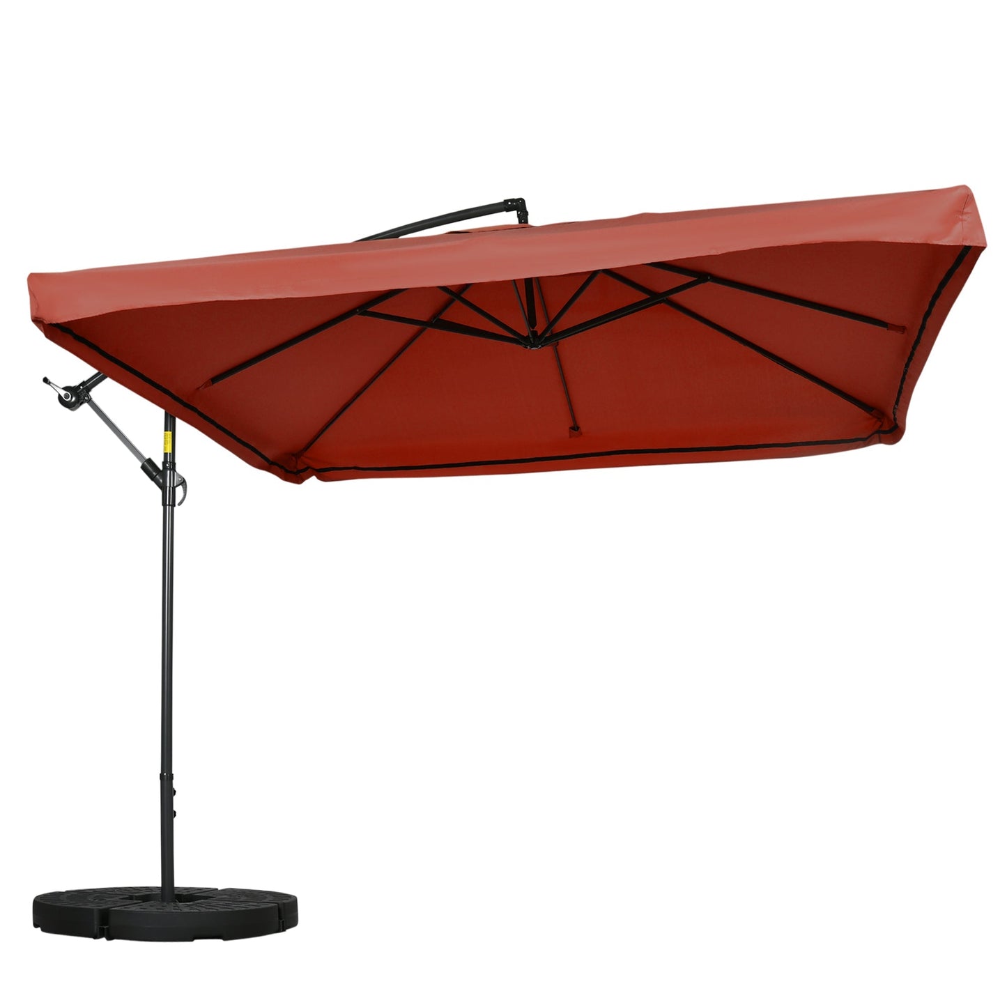 Offset Patio Umbrella with Net and Umbrella Base, Adjustable Cantilever Canopy with Cross Base, Weight Plates and 8 Ribs for Backyard, Poolside, Garden, Wine Red at Gallery Canada