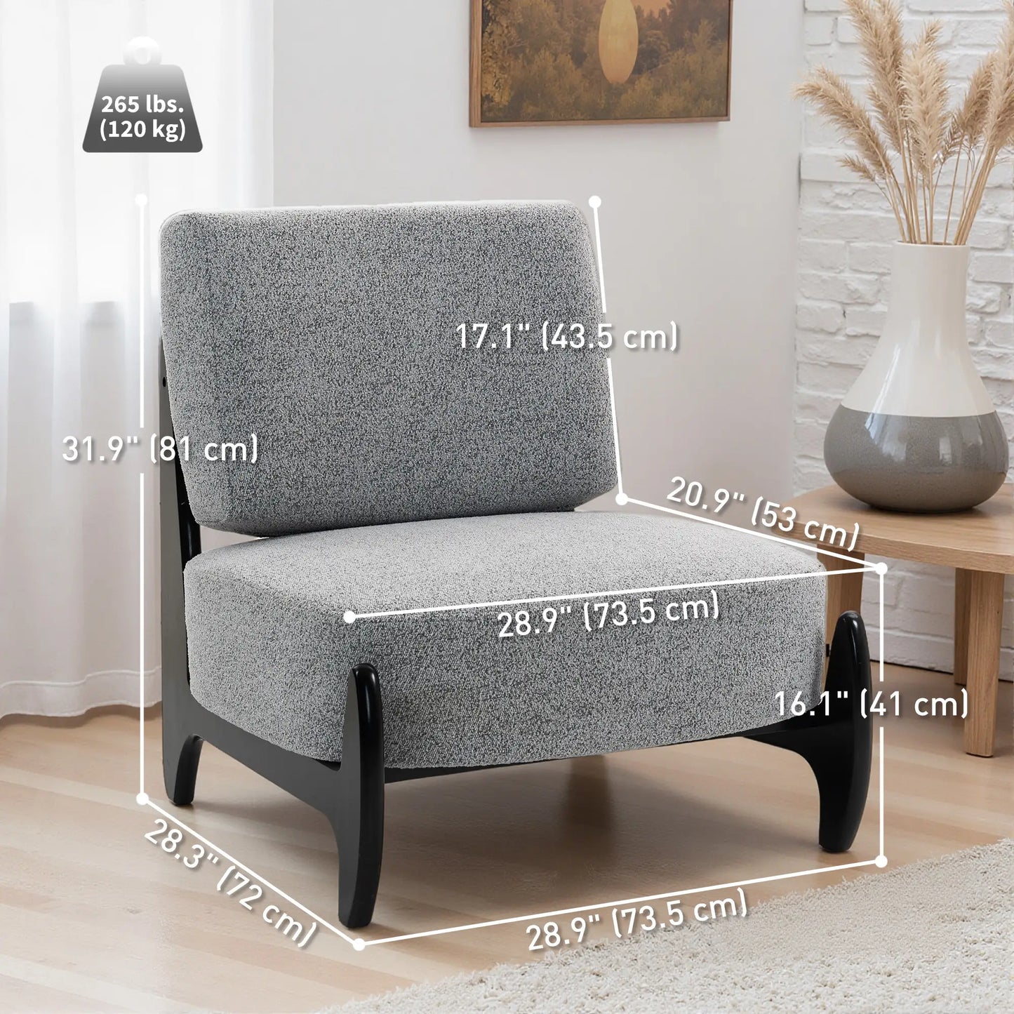 Accent Chair, Rubber Wood Frame, Wide Seat, Modern Chenille, Thick Cushion, Grey Accent Chairs at Gallery Canada