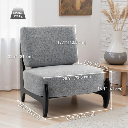 Accent Chair, Rubber Wood Frame, Wide Seat, Modern Chenille, Thick Cushion, Grey Accent Chairs at Gallery Canada