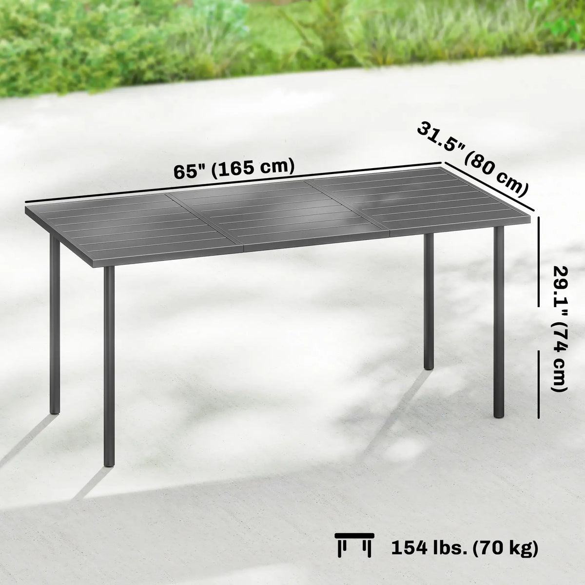 65" x 31.5" Outdoor Dining Table, Metal Rectangular Patio Table, Seats 6 Patio Dining Tables at Gallery Canada