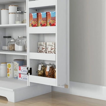 Farmhouse Kitchen Pantry Cabinet, Adjustable Shelves, Cream White Kitchen Pantry Cabinets at Gallery Canada