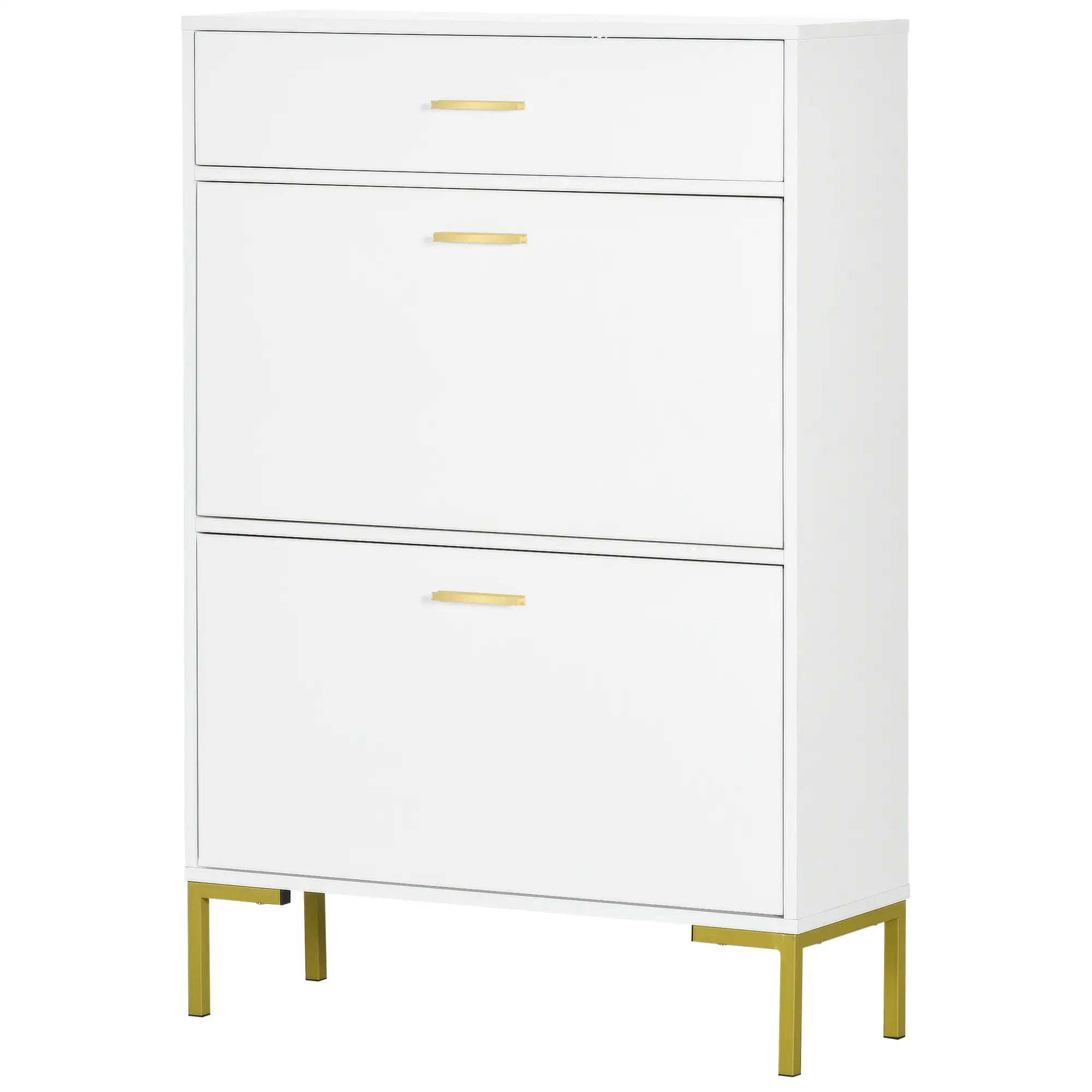 Modern Shoe Cabinet, 12 Pair Organizer, 2 Flip Doors, Adjustable Shelf, White Shoe Storage Cabinets & Racks at Gallery Canada