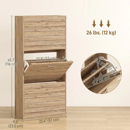 Shoe Storage Cabinet, 3 Flip Drawers, 12 Pair Organizer, Oak Shoe Storage Cabinets & Racks at Gallery Canada
