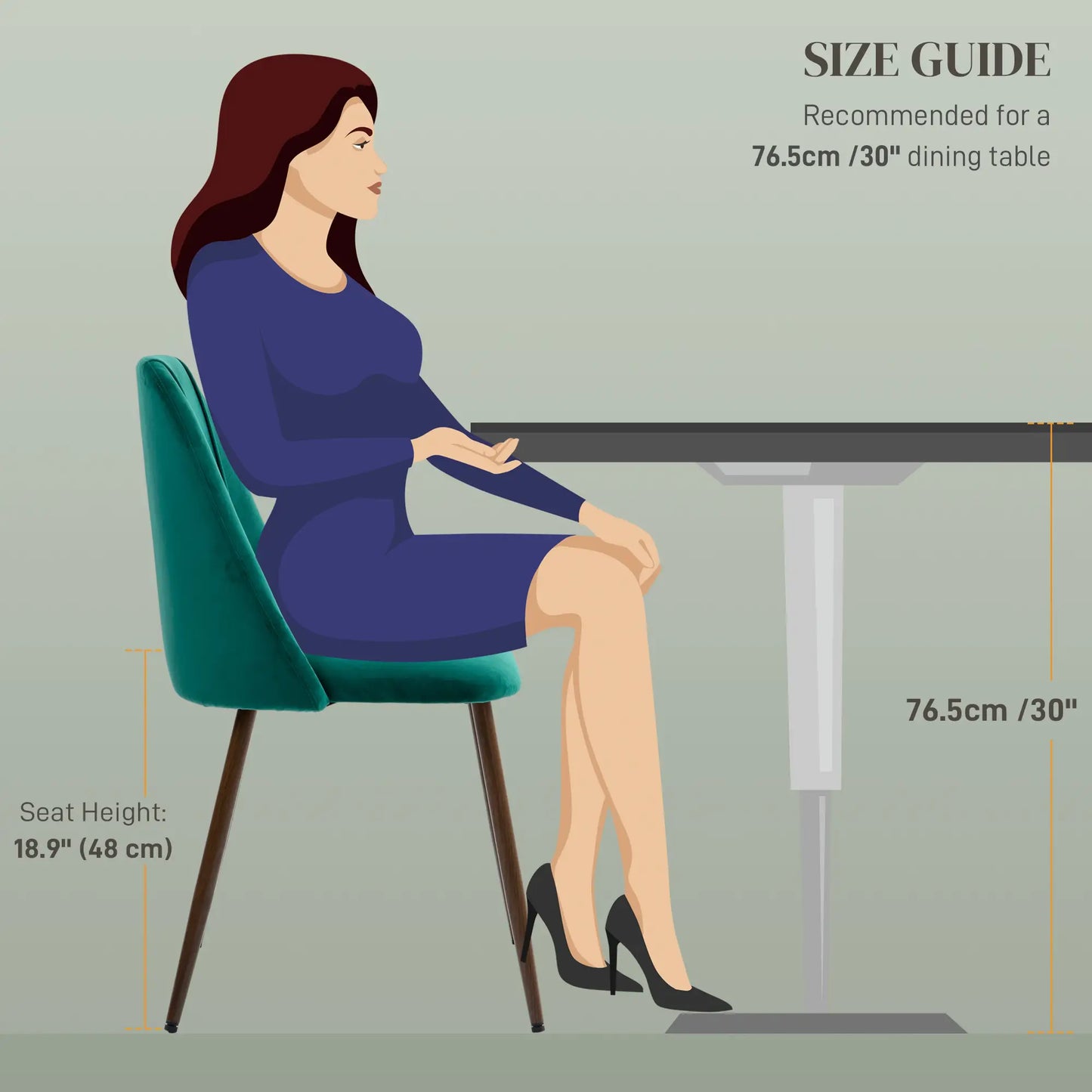 Upholstered Dining Chairs Set of 4, Velvet, Wood-Grain Steel Leg, Green Bar Stools at Gallery Canada