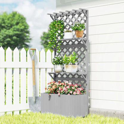 Raised Garden Bed, Wooden Planter with Trellis, Grey Raised Garden Beds at Gallery Canada