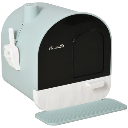 Cat Litter Box with Lid, Removable Tray, Scoop, Filter, Green Cat Litter Box Enclosures at Gallery Canada