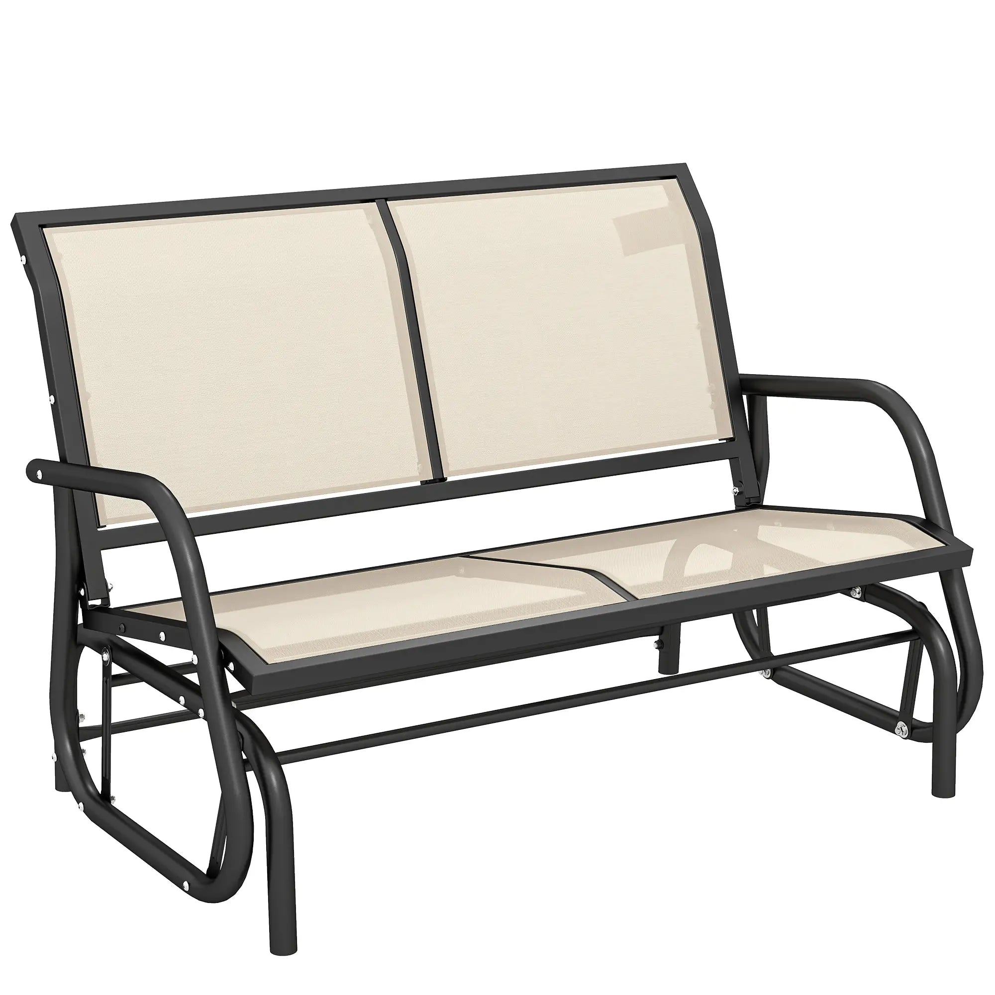 Outdoor Steel Sling Glider Bench, Fabric Swing Chair, Cream Outdoor Gliders Cream Fabric, Dark Grey Frame at Gallery Canada