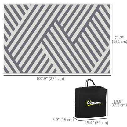 Reversible Outdoor RV Rug, Patio Floor Mat, 6' x 9', Grey and Cream Garden Decor at Gallery Canada