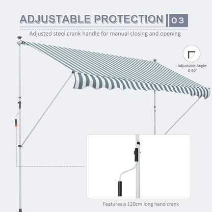 10x5ft Manual Retractable Awning, Patio Sun Shade, Water Resistant, Green Door Awnings at Gallery Canada