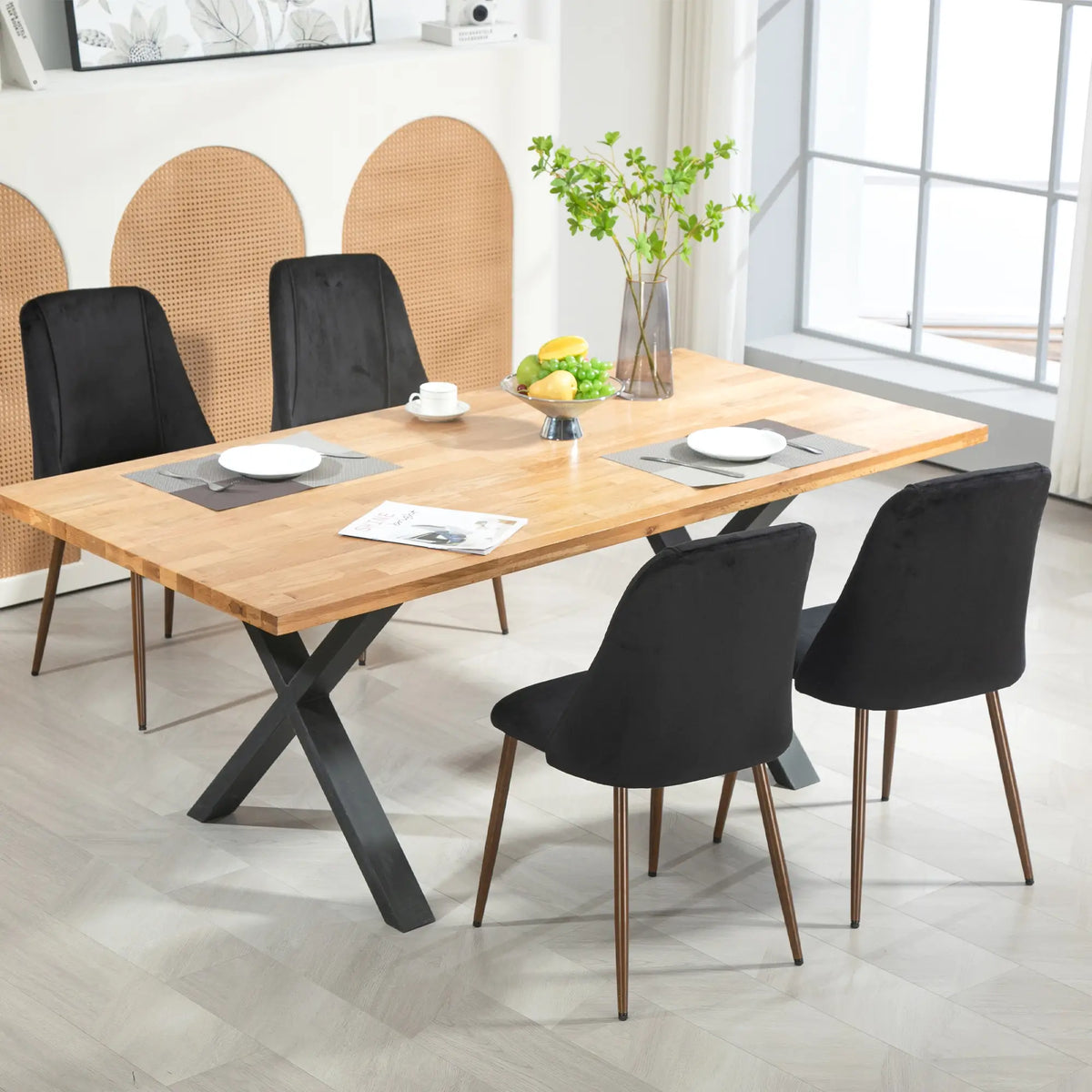 Upholstered Dining Chairs Set of 4, Velvet Accent, Black Bar Stools at Gallery Canada