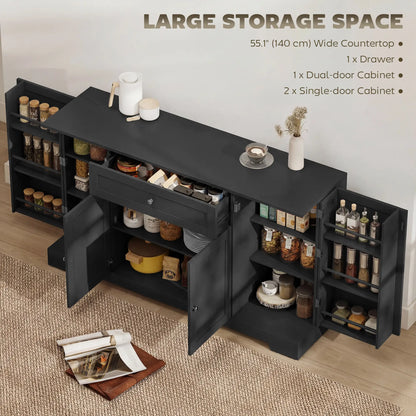 55" Kitchen Cabinet With Drawer, Adjustable Shelves, Black Bar Cabinets at Gallery Canada