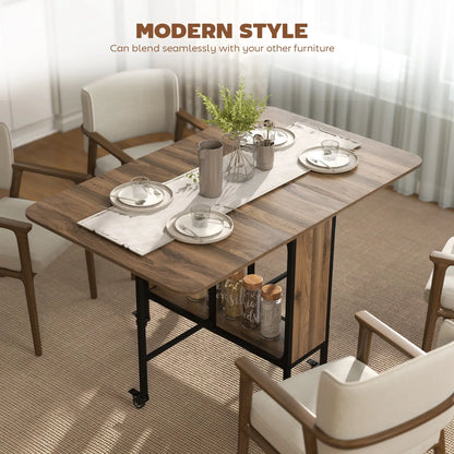 Folding Dining Table, Extendable Kitchen Table, 6 Wheels, Light Brown Bar Tables & Dining Tables at Gallery Canada
