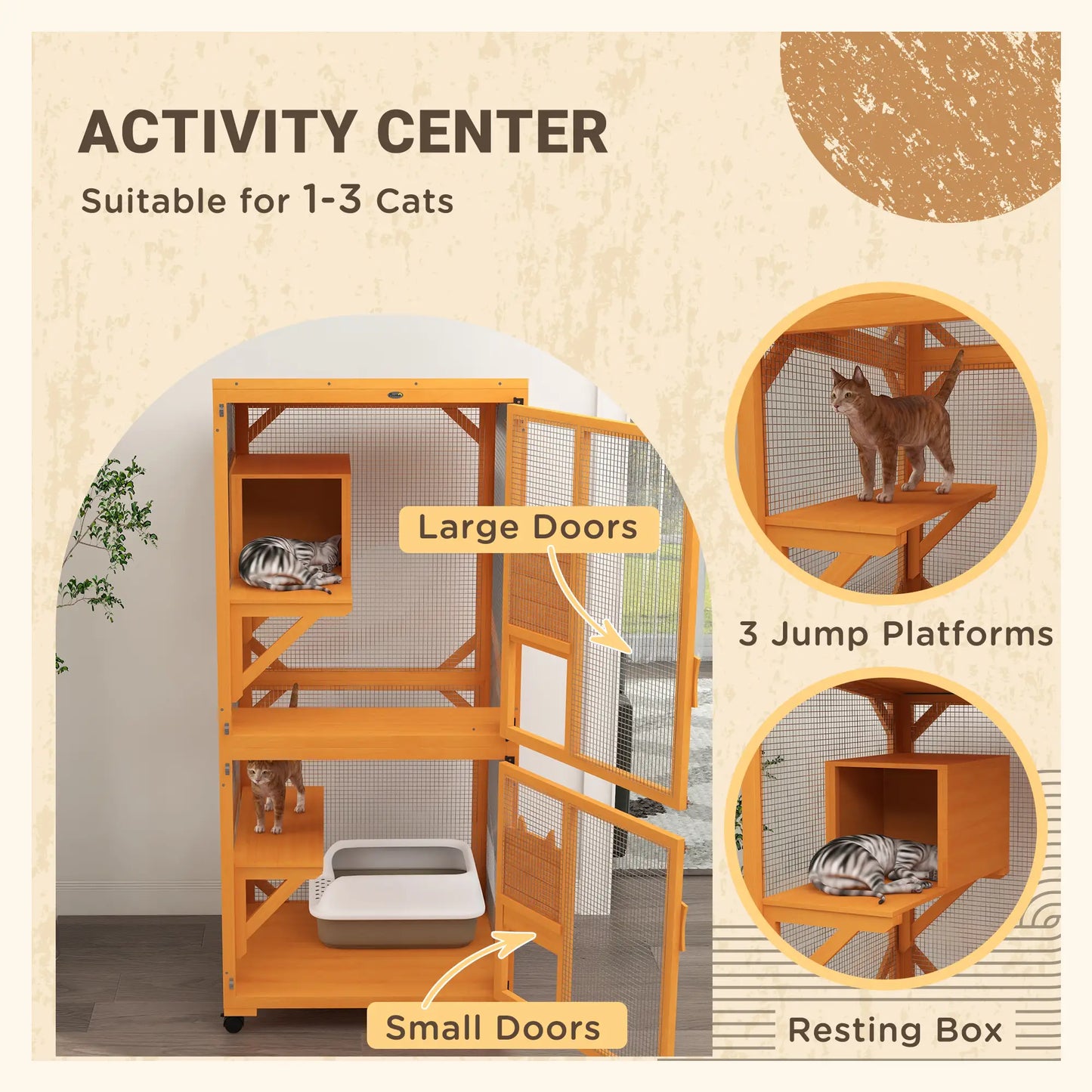 Outdoor Catio, Elevated Design, Wheels, Resting Box, Water-Resistant, Orange Outdoor Cat Enclosures at Gallery Canada