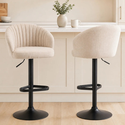 Swivel Counter Height Barstools Set of 2, Adjustable Height, Beige Bar Stools Beige, Black at Gallery Canada