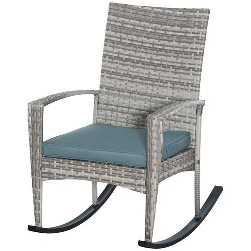 Outdoor PE Rattan Rocking Chair, Garden Glider, Grey