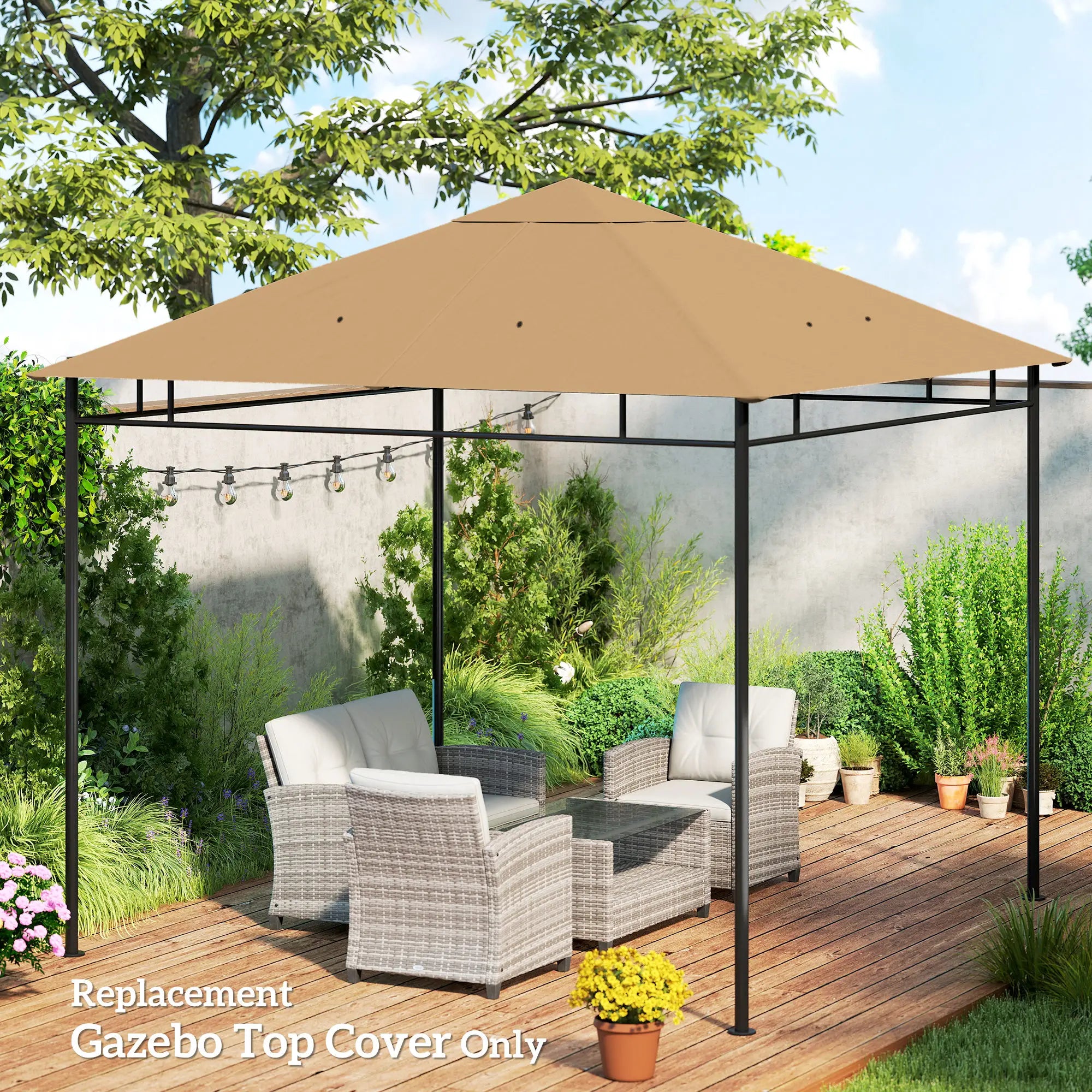 10' X 10' Square Gazebo Replacement Canopy, Beige Gazebo Canopy Replacement at Gallery Canada