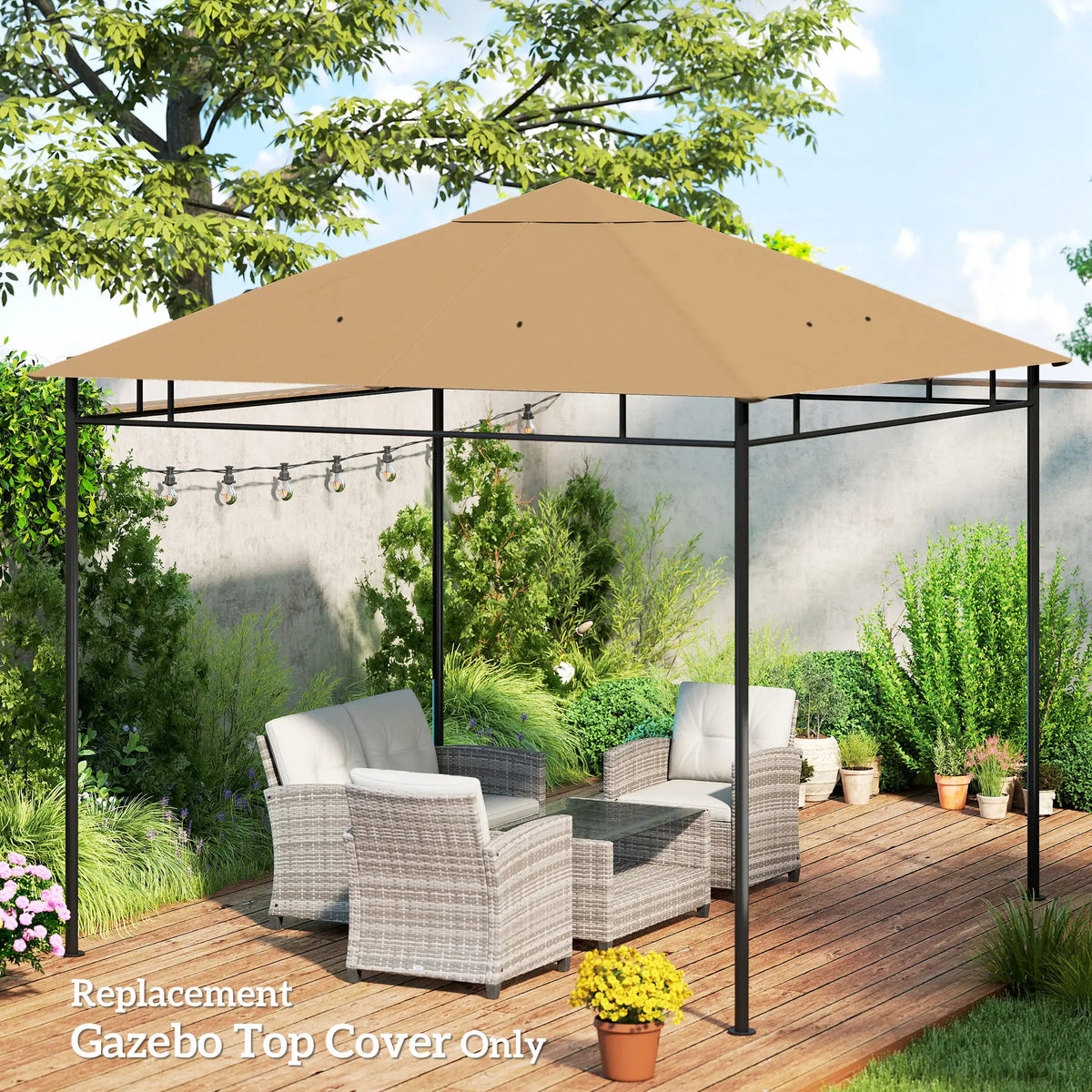 10' X 10' Square Gazebo Replacement Canopy, Beige Gazebo Canopy Replacement at Gallery Canada