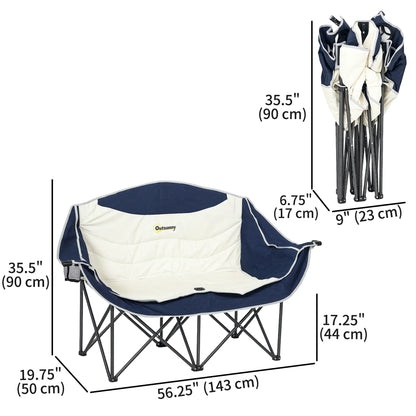 Portable Double Camping Chair, Cup Holders, Carry Bag, 551 lbs, Navy Blue Picnic Tables & Camping Chairs at Gallery Canada