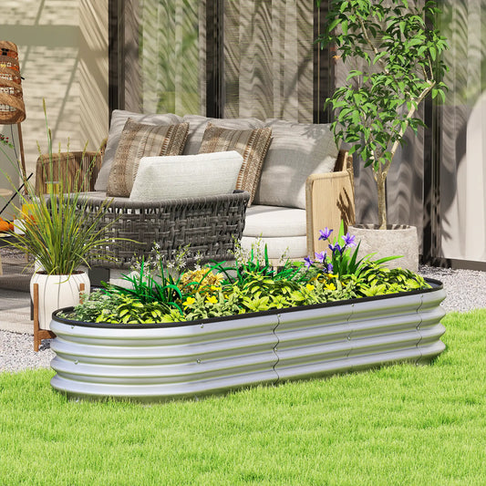 Galvanized Raised Garden Bed, 6 x 2 x 1 ft, Silver Galvanized Planter Boxes Silver at Gallery Canada