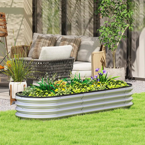 Galvanized Raised Garden Bed, 6 x 2 x 1 ft, Silver