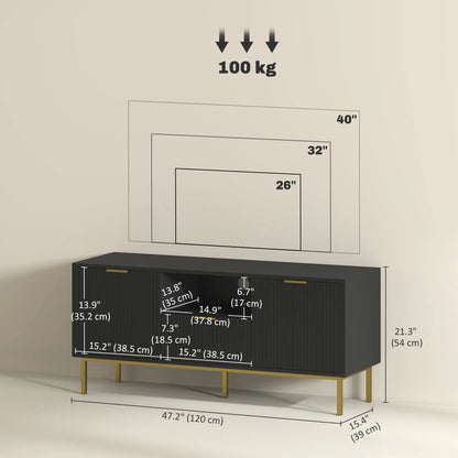 Modern TV Console For 40 Inch TVs, Smart RGB LED Lights, Soft Close Doors, Black TV Stands at Gallery Canada