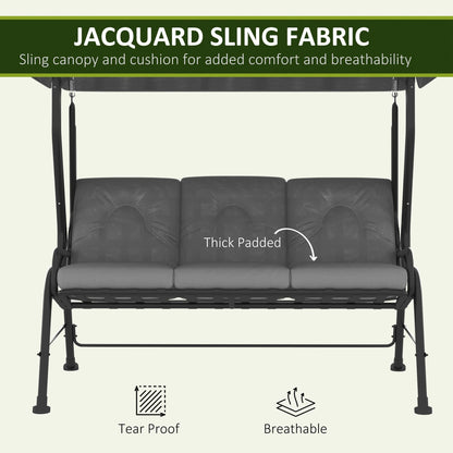 3-Person Patio Swing Chair with Canopy, Light Grey Porch Swings with Canopy at Gallery Canada