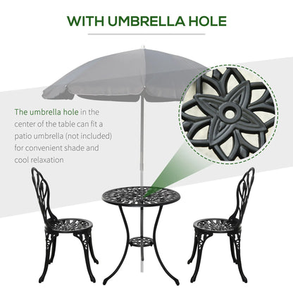 3PCs Patio Bistro Set, Outdoor Cast Aluminum Table and Chairs, Black Bistro Sets at Gallery Canada