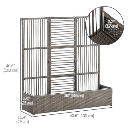 Raised Garden Bed with Lattice Trellis, Rattan Planter with Storage, Grey Raised Garden Beds at Gallery Canada
