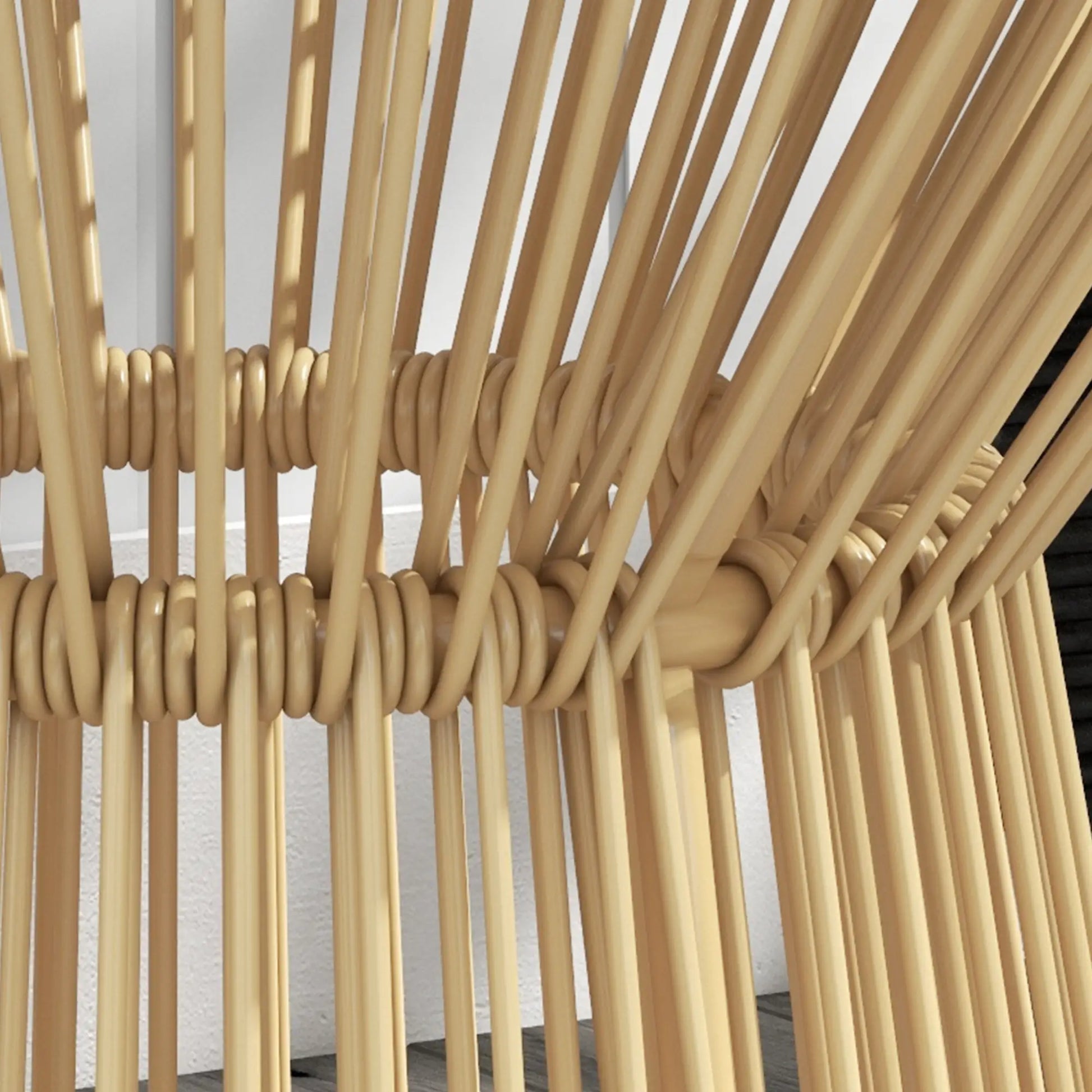 Round Rattan Side Table, Hollow Drum Design, Glass Top, Beige Patio Side Tables at Gallery Canada