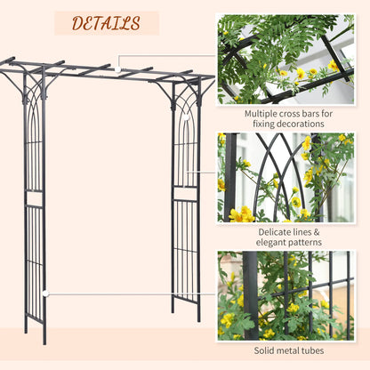 7ft Metal Garden Arch, Outdoor Walkway Arbor, Climbing Plants, Dark Gray Garden Arches at Gallery Canada