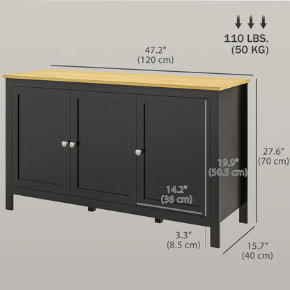 Sideboard, Buffet Cabinet with Doors, Adjustable Shelves, Natural, Black Kitchen Pantry Cabinets at Gallery Canada