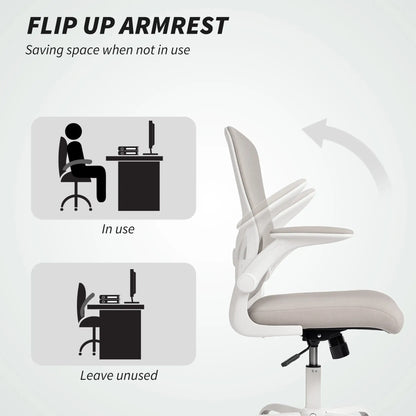 Ergonomic Mesh Office Chair, 4D Lumbar Support, Flip-Up Armrests, Tilt, Grey Task Chairs at Gallery Canada
