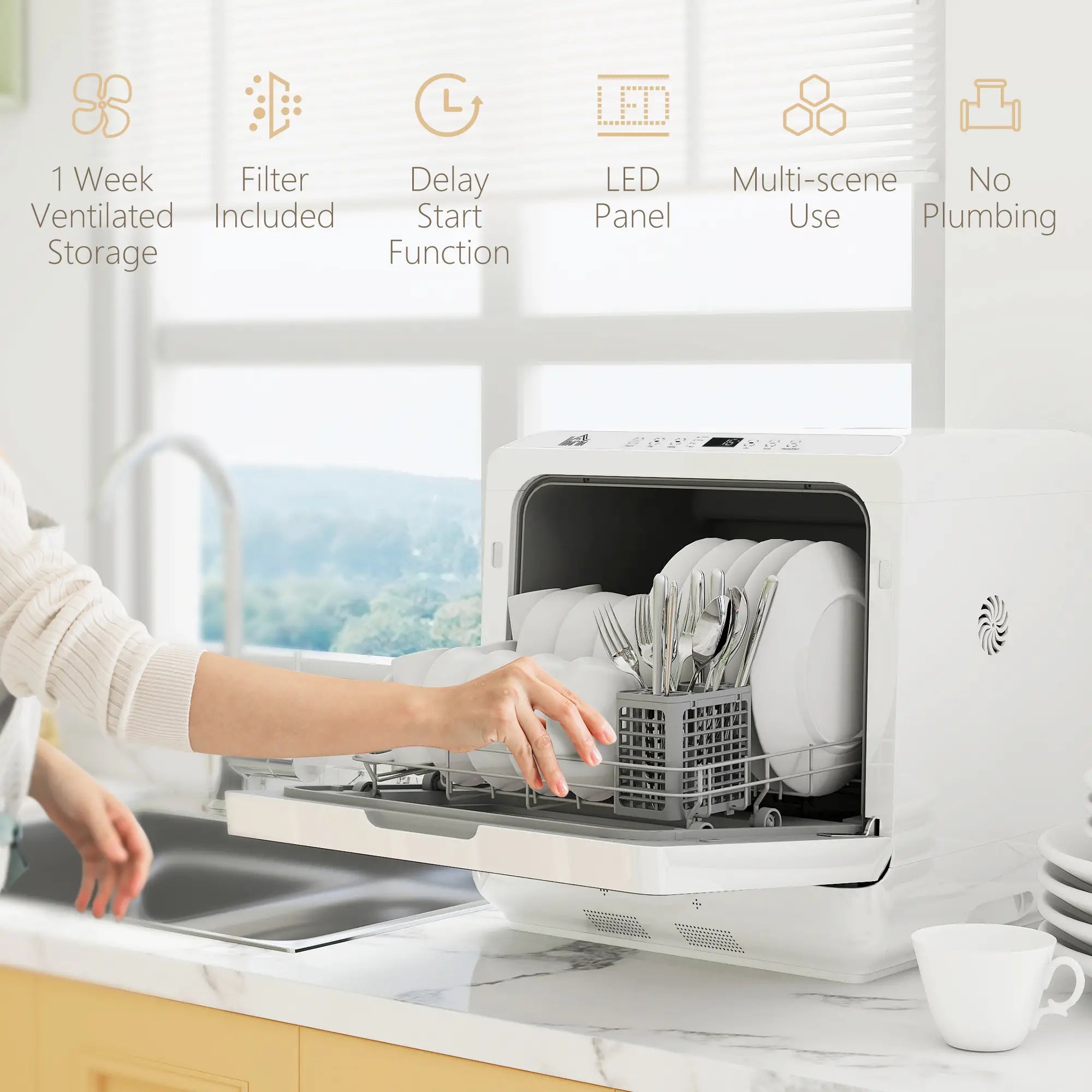 Portable Counter Dishwasher, 4 Place Settings, 5 Programs, Air-Dry Small Kitchen Appliances at Gallery Canada