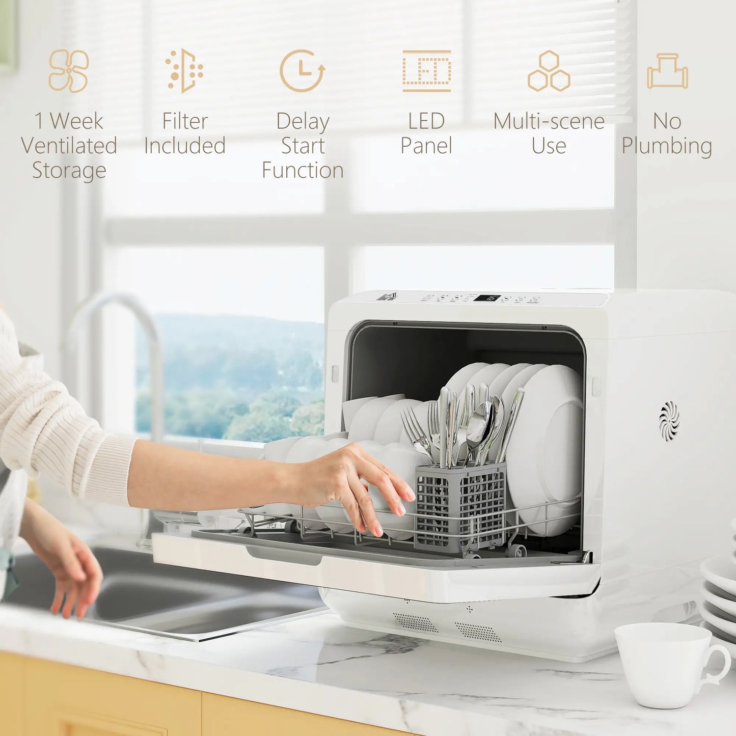 Portable Counter Dishwasher, 4 Place Settings, 5 Programs, Air-Dry Small Kitchen Appliances at Gallery Canada