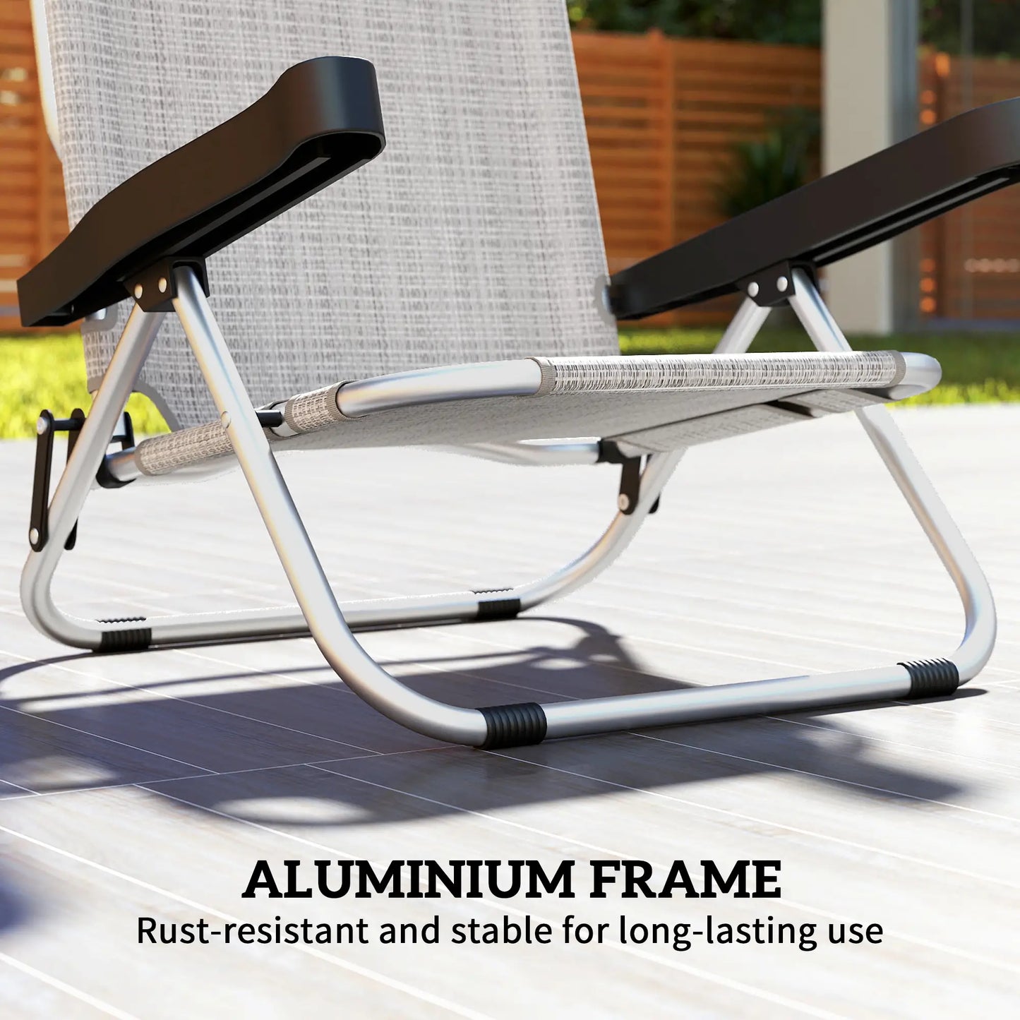 Folding Lounge Chair Set, Reclining Outdoor Chairs, 4-Position Adjustable Lounger Chairs at Gallery Canada
