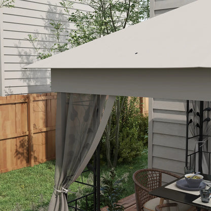 10'x10' Steel Patio Gazebo, Soft-Top, 2-Tier Polyester Roof, Light Grey Gazebos at Gallery Canada