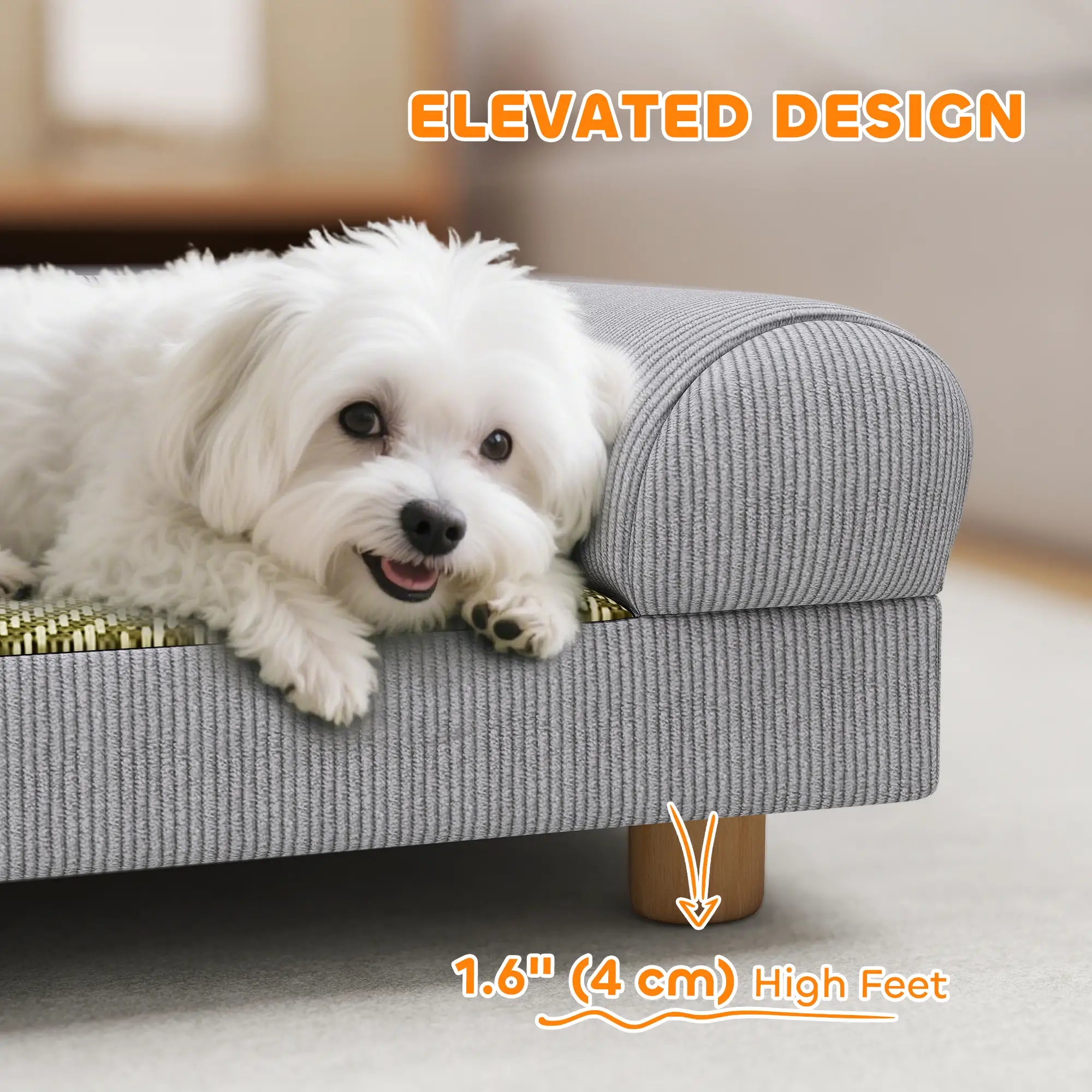 Pet Sofa, Dog Couch Bed for Small Dogs, Elevated with Solid Feet, Grey Dog Sofas at Gallery Canada