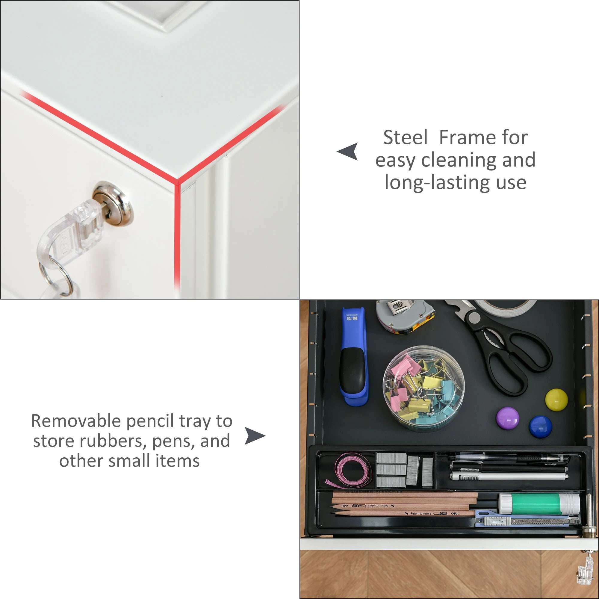 Lockable Steel File Cabinet on Wheels, Legal, A4, Letter Size, with Pencil Tray Office Cabinets & Cupboards at Gallery Canada