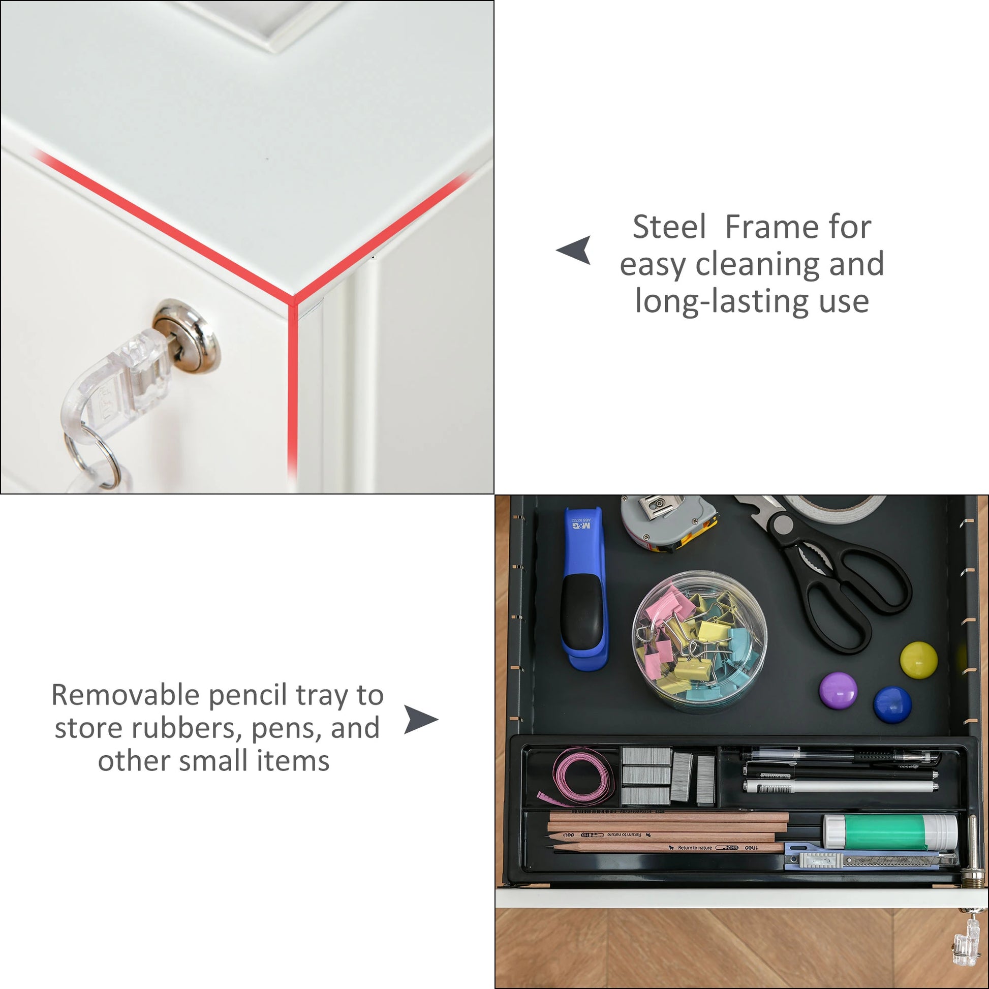 Lockable Steel File Cabinet on Wheels, Legal, A4, Letter Size, with Pencil Tray Office Cabinets & Cupboards at Gallery Canada