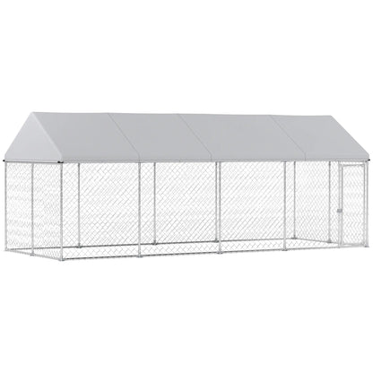 Heavy Duty Outdoor Dog Kennel, Waterproof Roof, 19.7' x 7.5' x 7.9' Dog Kennels Silver at Gallery Canada